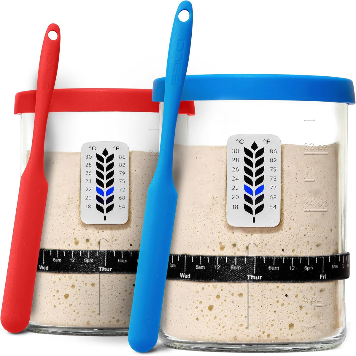 BALCI Premium Sourdough Starter Jar - 40oz Wide Mouth Kit (Blue)