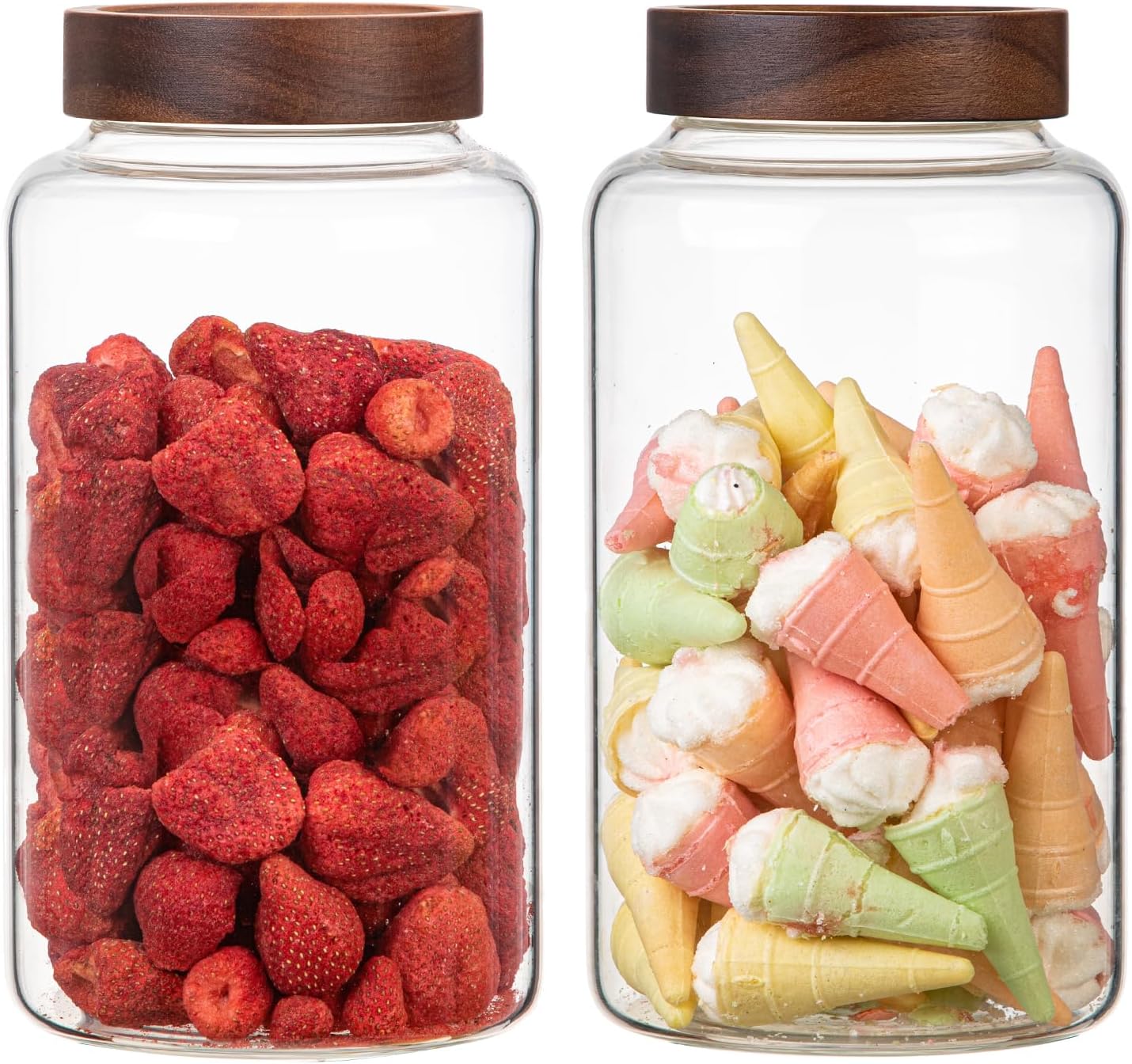 6 pc Glass Spice jars Glass Jars with Screw Lid 5 oz Acacia Wood Glass Herb Sugar Coffee Bean Ground Container Food Storage Canister for Candy Pantry Tea Seasoning Meal Prep Snack (6*150ml(5oz))