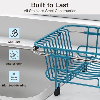 JASIWAY Dish Drying Rack in Sink, Dish Drainer with Cup and Utensil Holder