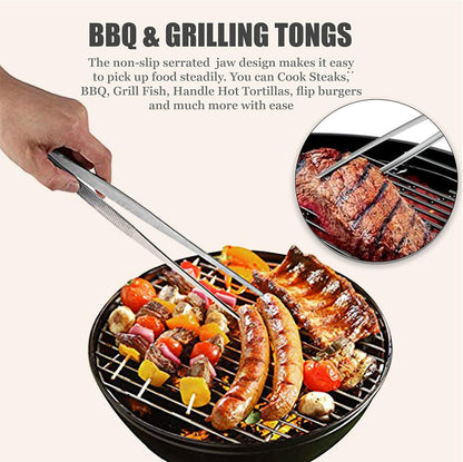 6 Inch Professional Culinary Stainless Steel Precision Tongs with Serrated Tips, Plating/Food Presentation Detailing Serving Tongs, Chef's Kitchen Tweezer Tongs - Ultra Non-Slip Grip