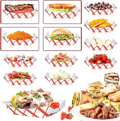 100 Pack 2lb Paper Food Trays, Heavy-Duty Paper Food Boat Disposable Serving Basket Tray for French Fries Nachos Snack Hot Dog Taco BBQ Popcorn Party Picnic Wedding Party (Brown)