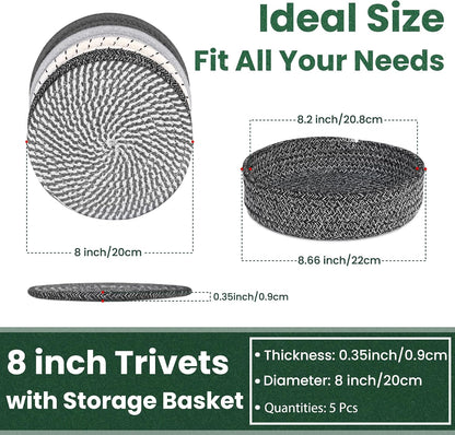 8 Inch Trivets for Hot Dishes, Hot Pots and Pans, 6 Pcs