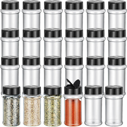 Jadive Plastic Spice Jars with Shaker Lids, 5.5oz, Black