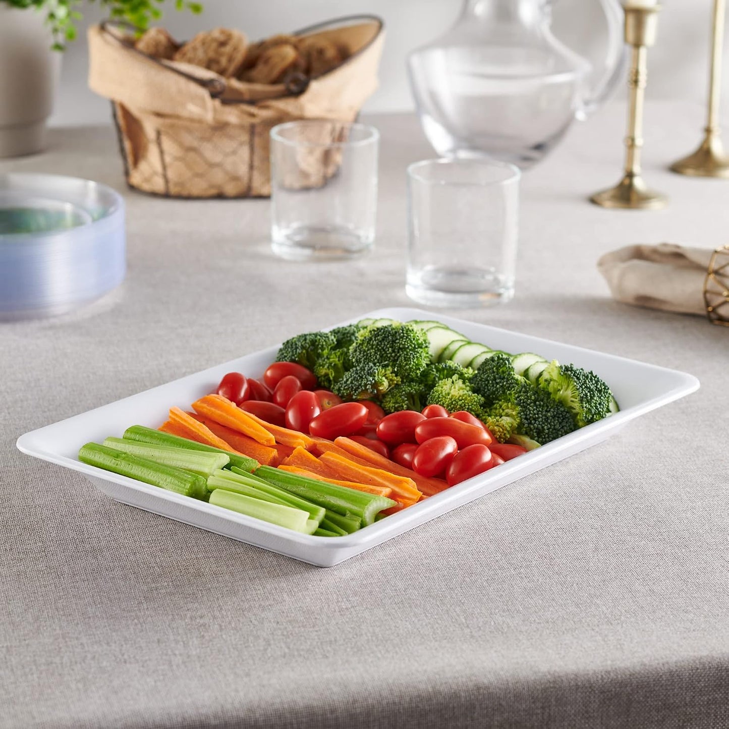 Plasticpro Plastic Serving Trays - Serving Platters Rectangle 10 X 14 Disposable Party Dish Crystal Clear Pack of 4