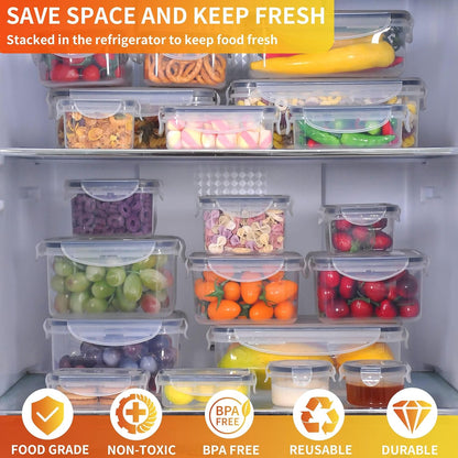 52 PCS Large Food Storage Containers with Lids Airtight, BPA-Free Leakproof Plastic Meal Prep Containers Reusable,Microwave & Dishwasher & Freezer Safe,Includes Labels & Pen