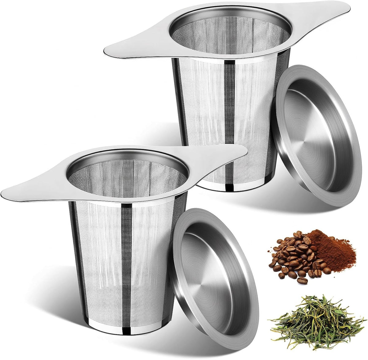 FrutPunch 2 Pack Loose Leaf Tea Infuser with Lid, Ultra-Fine Mesh
