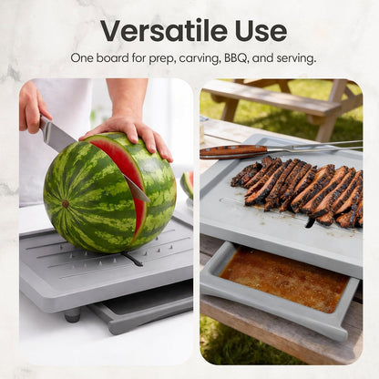 Karving King Large Cutting Board with Juice Groove, Drip Tray & Spikes