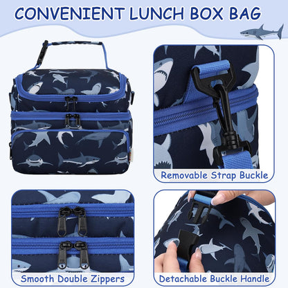 Kasqo Lunch Bag Kids, Dual Compartment Insulated Cooler Bag 7.5L Girls Boys Toddler Lunch Box Containers for Daycare School Kindergarten Travel Ombre Butterfly