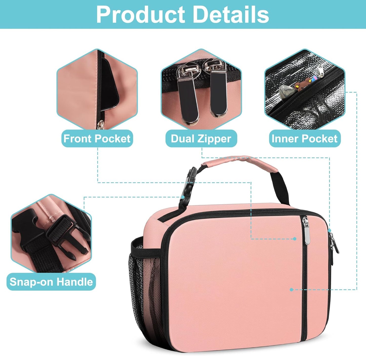 esouler Lunch Box Kids Insulated Lunch Bag for Boys & Girls Durable Children Lunchbox for School with Water Bottle Holder-Black