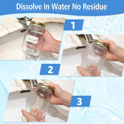 THEBLUETOUCH Dissolvable Food Labels with Dispenser - 1" x 2" Water Dissolving Labels, No Residue for Meal Prep & Food Storage Containers, 350 Count (1 Rolls of 350)