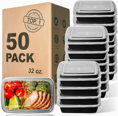 WGCC Meal Prep Containers, 50Pack [38OZ] Food Storage Containers With Lids, Reusable Food Prep Containers, To Go Containers With Lids, BPA-free, Stackable, Microwave/Dishwasher/Freezer Safe