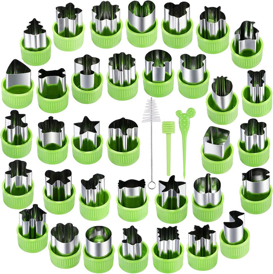 NEW LIVE 35 Pack Cookie Cutters Fruit Cutter Shapes Set Crinkle Cutter