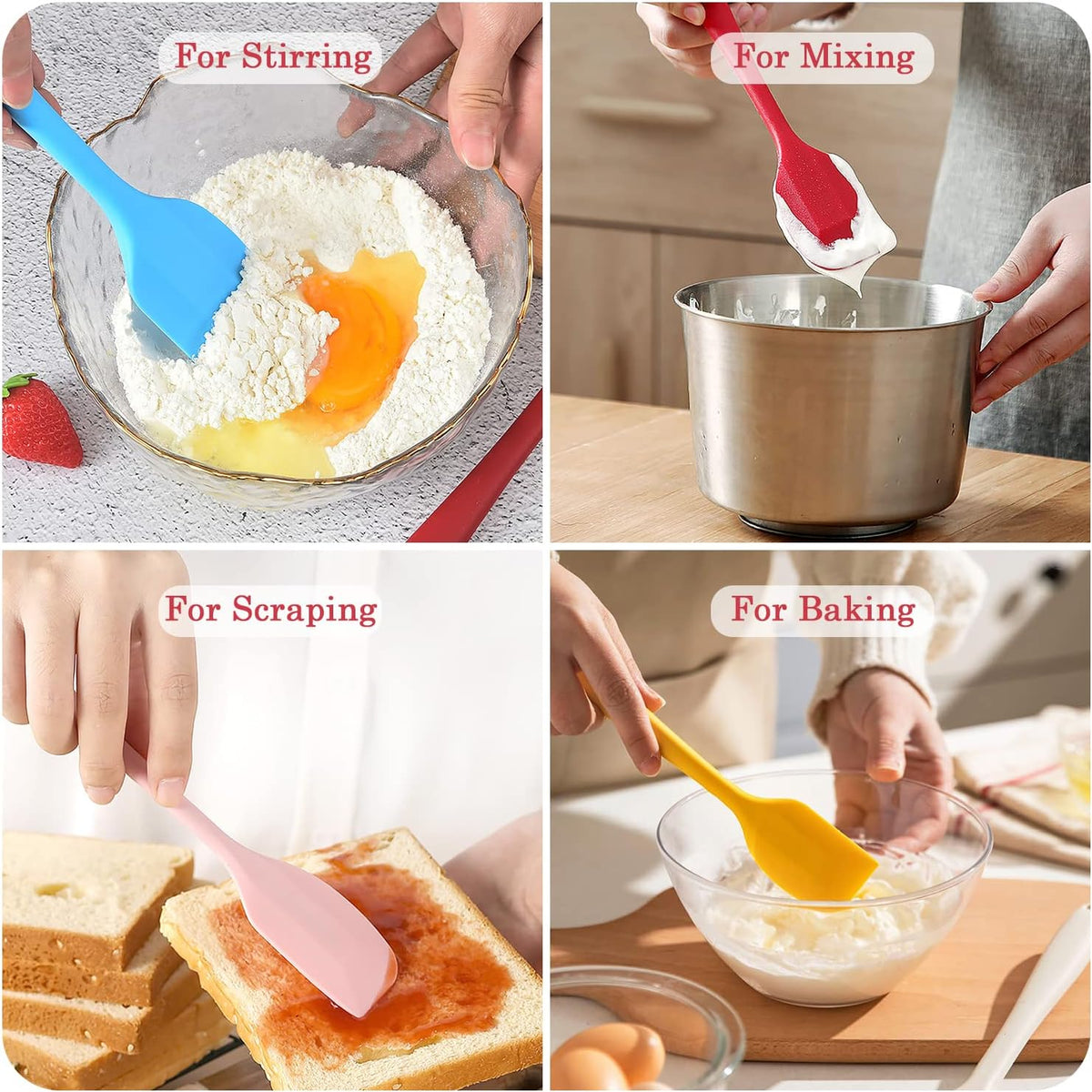 Silicone Spatula Heat Resistant 8.5 inch Small Rubber Spatulas Cooking Utensil Set Non-Stick Flexible Rubber Cooking Gadget For Cake/Cream/Pastry/Butter/Batter Mixing/Cooking-(5 Pieces)