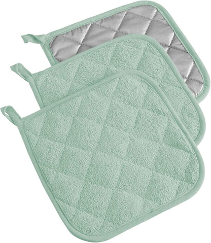 DII Basic Terry Collection Quilted 100% Cotton, Pan Handle, Nautical Blue