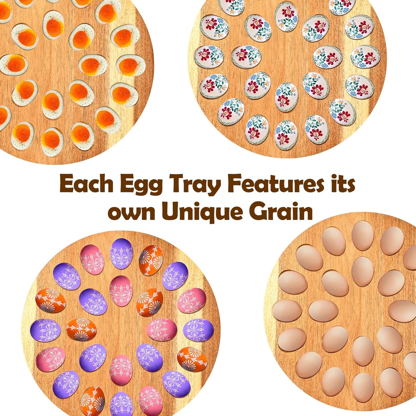 Deviled Egg Containers with Lid, 24 Holes Round Deviled Egg Platter for Party and Kitchen, Charcuterie Board Food Serving Container Holder for Countertop Carrier Supply, House Warming Gifts New Home
