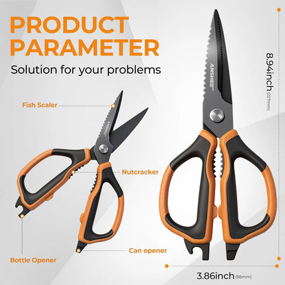 ANSHEE Multipurpose Kitchen Scissors & Food Shears, Stainless Steel