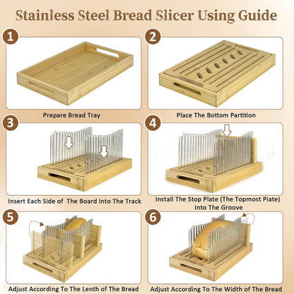 Adjustable Bread Slicer with Stainless Steel Slide Rail