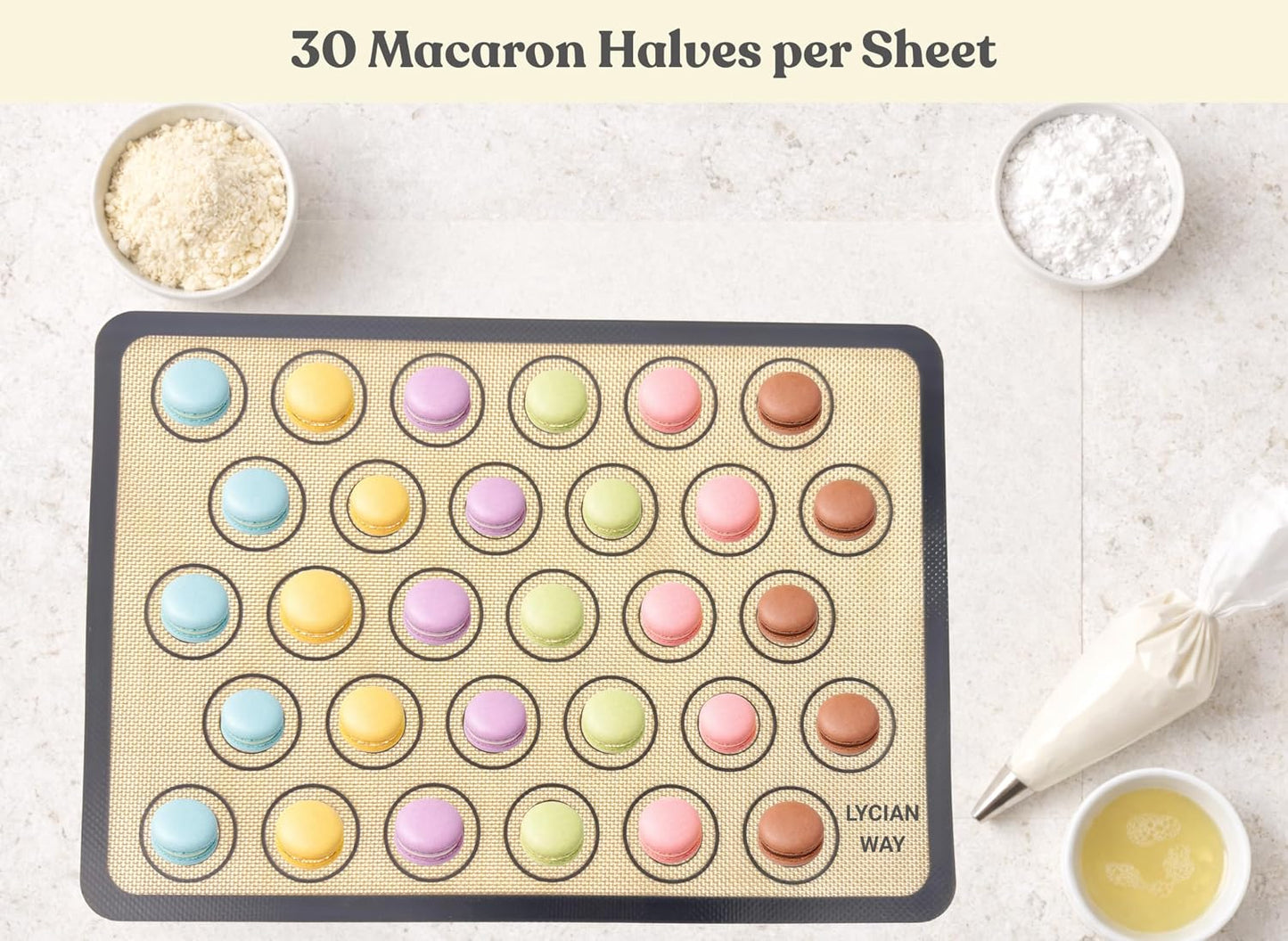 Silicone Pastry Mat with Measurements, 28 x 20 Inch Extra Thick Non-Slip Nonstick XL Baking Mat for Dough Rolling, Kneading, Fondant and Pie, Red
