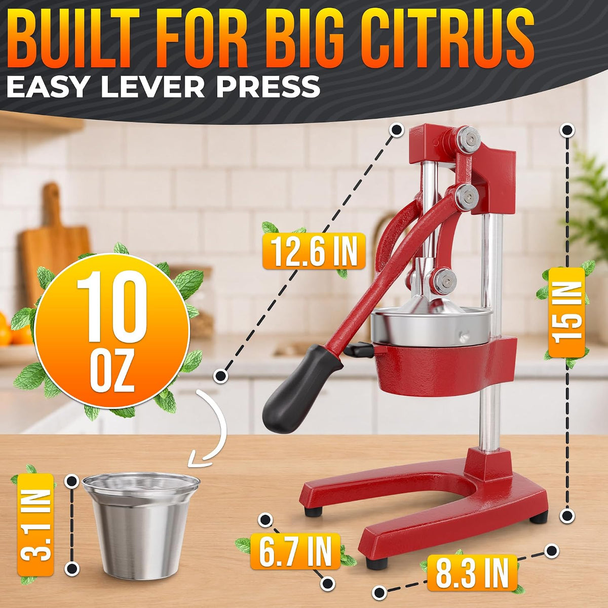 NADOBA Lemon Squeezer and Lime Squeezer, Max Extraction Citrus Hand Juicer