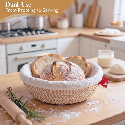 10"Round and 11"Oval Banneton Proofing Baskets with Liners & Covers 2 Pack