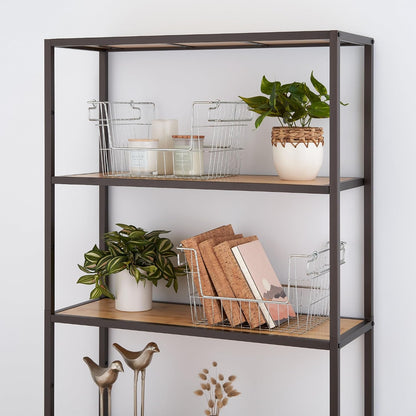TRINITY 2-Pack Stackable Metal Wire Storage Baskets With Handles, EcoStorage Chrome, 11 Inches