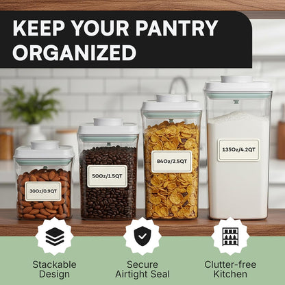 Bop Top Airtight Food Storage Containers with Lid 2 Cups / 16 oz | Kitchen Canister Sets | Air Tight Pantry Container | Pop Top Dry Food Storage Containers for Snacks, Sugar, Flour, Baking, Pasta