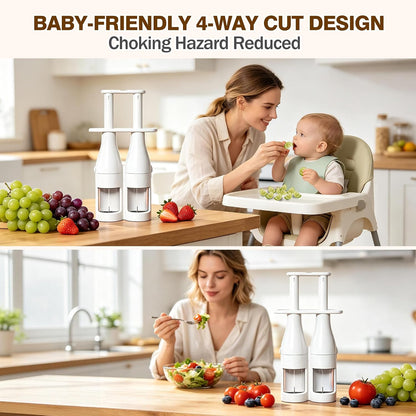 Double Barrel Grape Cutter for Toddlers, Slicer Tool for Fruits & Veggies