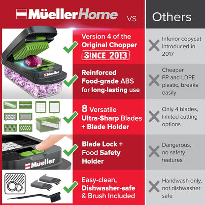MUELLER HOME Pro-Series 10-in-1 Stainless Steel Multi Vegetable Chopper