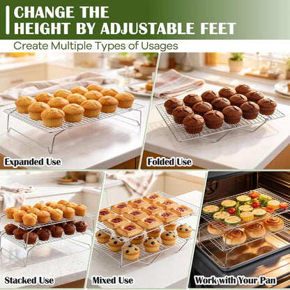 P&P CHEF 4 Tier Stackable Cooling Racks for Cooking and Baking, 15" x 10"