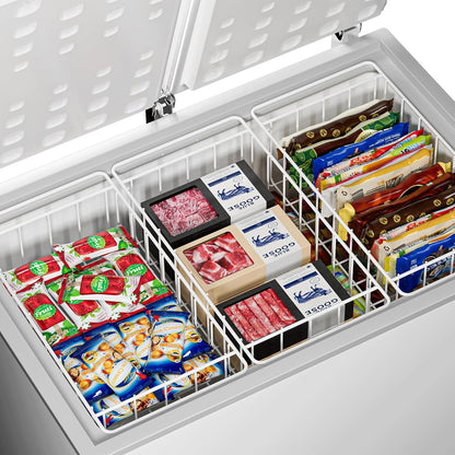 16Lx12W inch Wider Freezer Storage Organizer Baskets Container, Deep Metal Wire Chest Upright Refrigerator Divider Bins with Built-in Handles for Cabinet, Pantry, Closet, Kitchen(3)