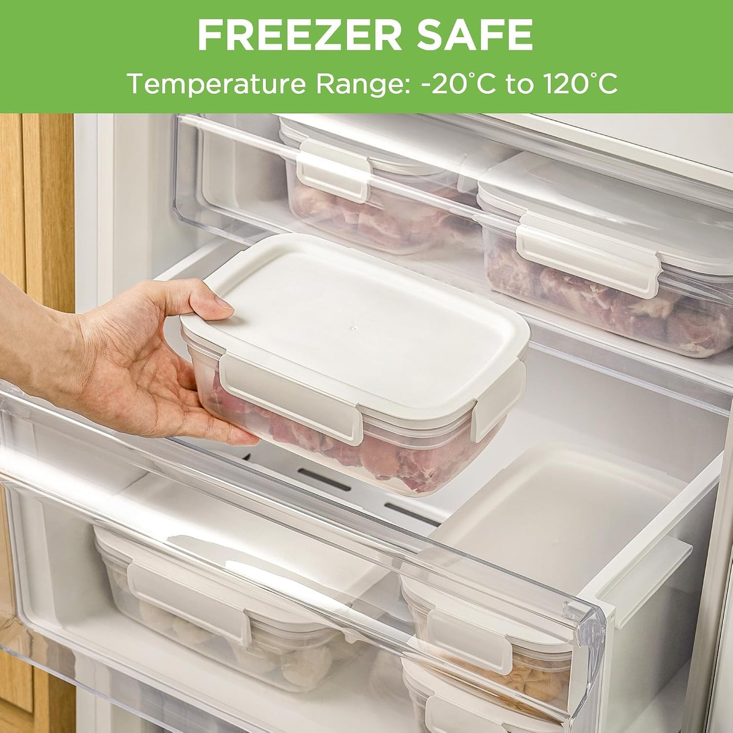 10-Pack Food Storage Containers with Airtight Leakproof Lids, BPA-Free Meal Prep Containers for Microwave/Dishwasher/Freezer, Green, 47.3oz Each
