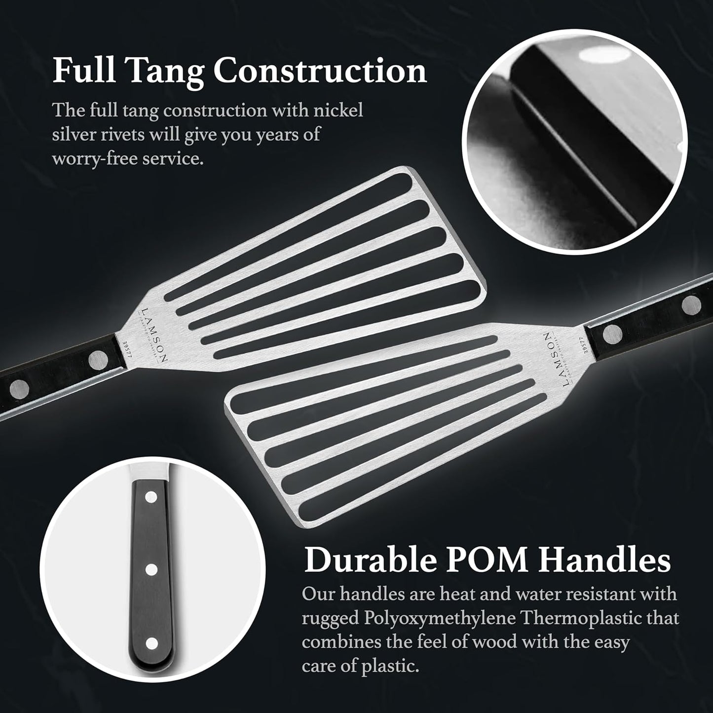 Lamson Metal Spatula Slotted Turner - 3' x 6" Stainless Flipper with Ultra Durable Handle, Right-Hand - Chef's Frying Fish Turner, Metal Grilling Spatula