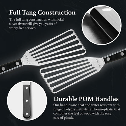Lamson Metal Spatula Slotted Turner - 3' x 6" Stainless Flipper with Ultra Durable Handle, Right-Hand - Chef's Frying Fish Turner, Metal Grilling Spatula