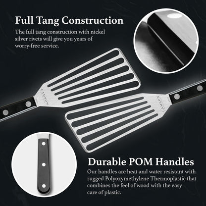 Lamson Fish Spatula, Slotted Metal Turner, 3 x 6 In, Right Hand | Ultra Durable composite handle, dishwasher safe; flexible stainless blade; a dedicated left-handed model is available