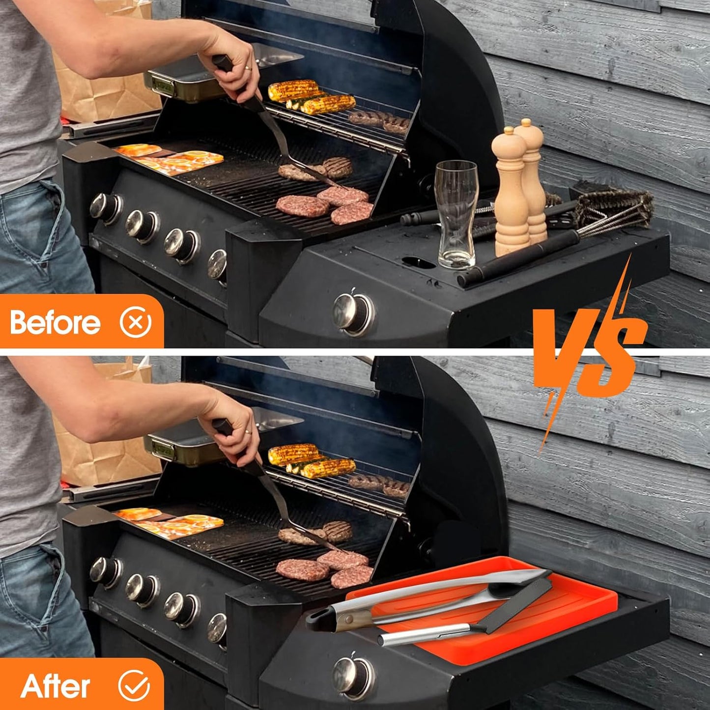 Upgraded Griddle Cleaning Kit for Blackstone 18 Pieces Flat Top Grill Accessories Cleaner Tool Set with Scraper, Heat-Resistant Silicone Spatula Mat with Hanger, Grill Brick, Scouring Pads