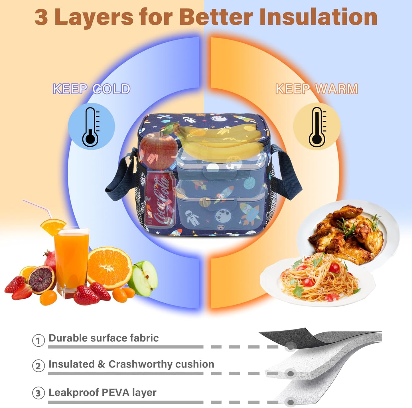 Tirrinia Insulated Lunch Box for Men/Women, Leakproof Lunch Bag for School Work, Large Lunch Tote Kids Boys Girls Student Back to School, Soft Cooler Office Picnic Beach Camping for Adults, Charcoal