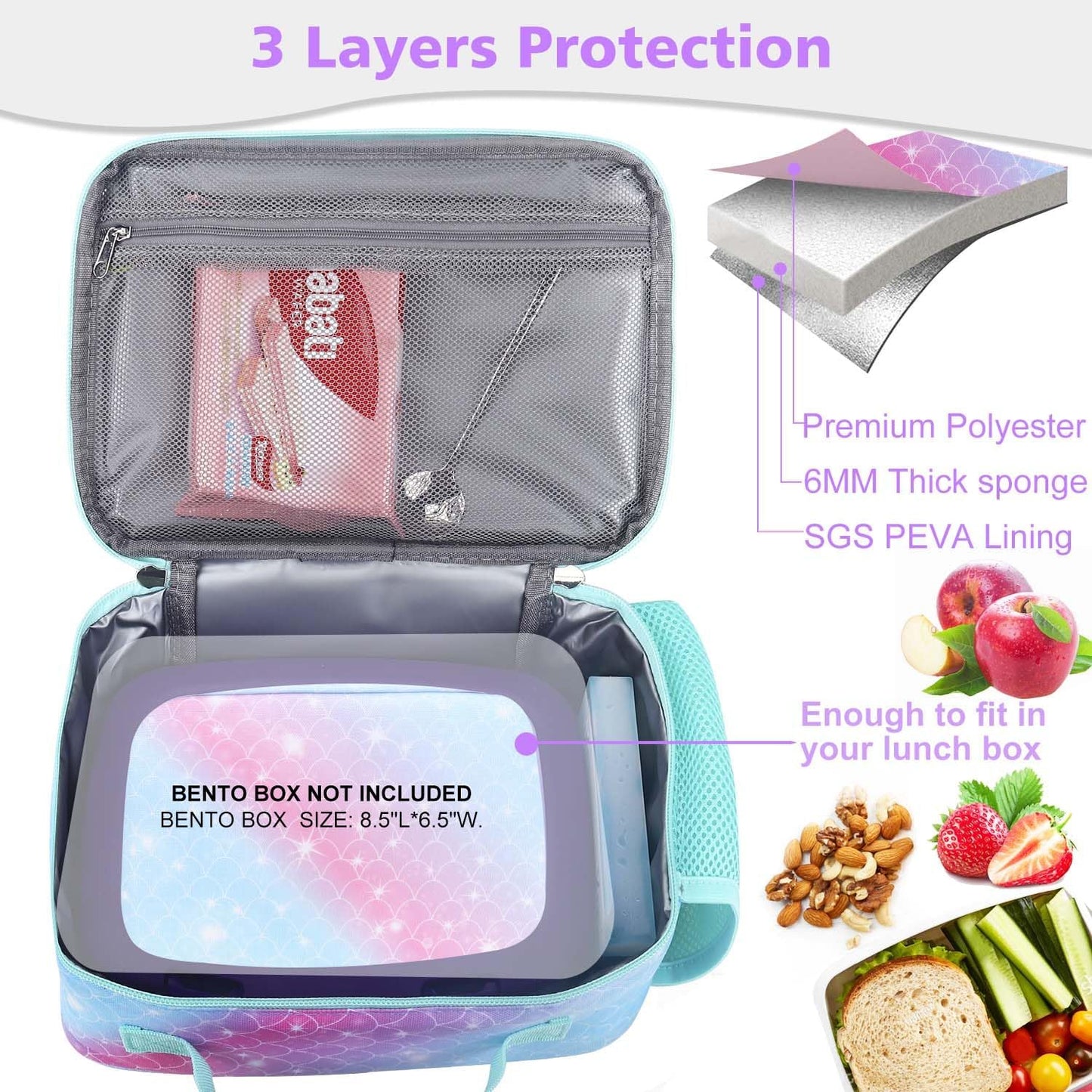 RHCPFOVR Kids Lunch Bag - Insulated Lunch Box for Boys Girls,Washable Lunch Bag and Reusable Toddler Leak-proof Lunchbox for School and Daycare - Colors A