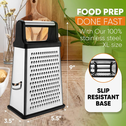 Spring Chef Stainless Steel XL Cheese Grater for Kitchen, Green