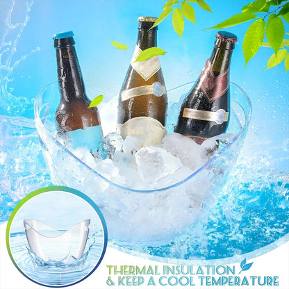 Cunhill 6 Pieces Plastic Clear Ice Bucket with Scoops Clear Acrylic Ice Tub Plastic Wine Bucket Party Beverage Chiller Bin Parties Tub for Wine Champagne or Beer (4 Liters)