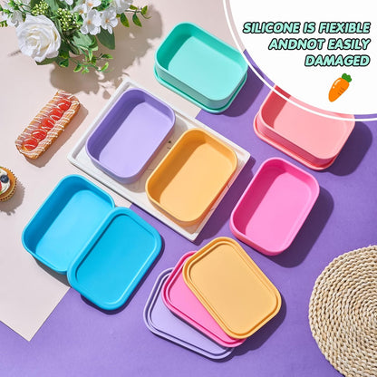 Layhit 4 Pcs Silicone Bento Box Lunch Box for Adult, 23.7 oz Reusable Sandwich Containers Food Storage with Lids Airtight for Lunch Meals Snacks, Dishwasher Freezer Safe (Matte Multicolor)