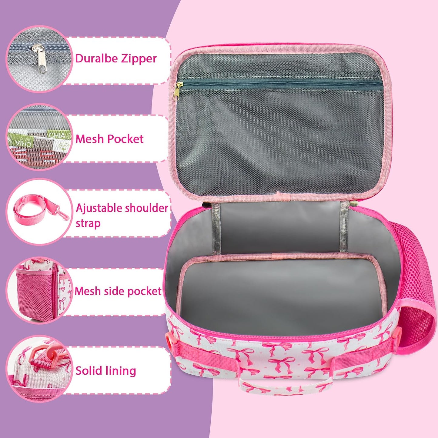 RLGPBON Kids Lunch Bag,Insulated Lunch Box for Girls,Lunch Bag Toddler Teen,School Daycare Cute Travel bags