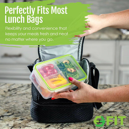 Bento Box for Kids and Adults - Reusable Lunch Box Meal Prep Containers - 3 Compartment Snack Box Container with Airtight Lid - Dishwasher, Freezer, Microwave Safe Food Snack Storage (39 oz, 7 Pack)