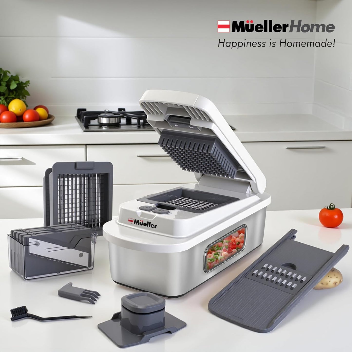 MUELLER HOME Pro-Series 10-in-1 Stainless Steel Multi Vegetable Chopper