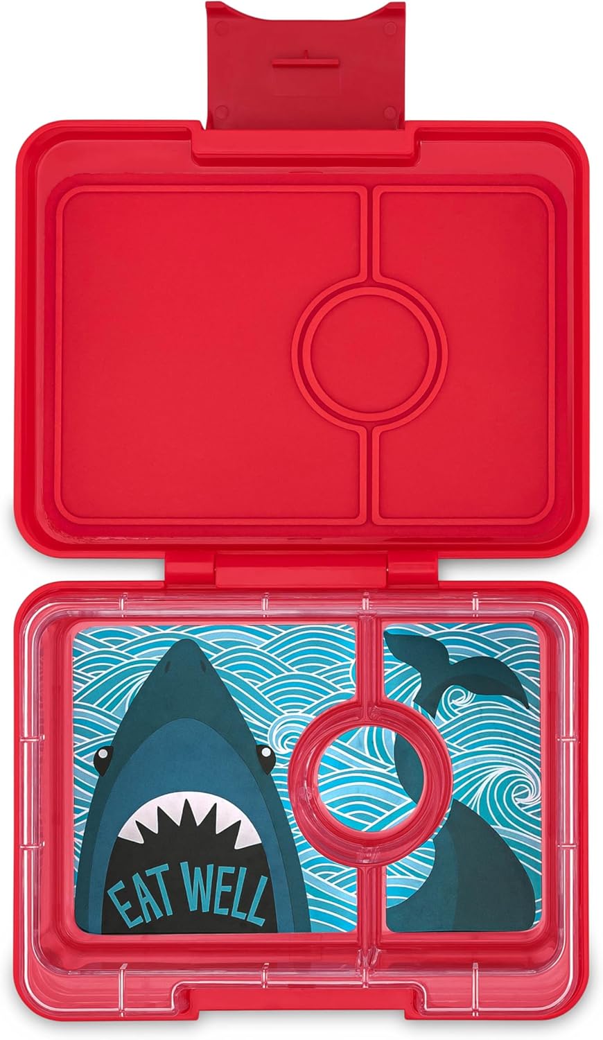 Yumbox Snack Box, 3 Compartments, Leakproof, Glitter Blue | Built-In Dip Well | Removable Compartment Tray | Easy-Open Single Latch | Lightweight & Compact | Perfect for Snacks & Sides