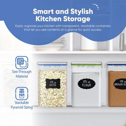 Chef's Path Extra Large Airtight Food Storage Containers with Lids, Pack of 2, 6.5L, 220Oz, Airtight Kitchen and Pantry Bulk Canisters for Flour, Sugar, Rice, and Baking Supplies - Transparent