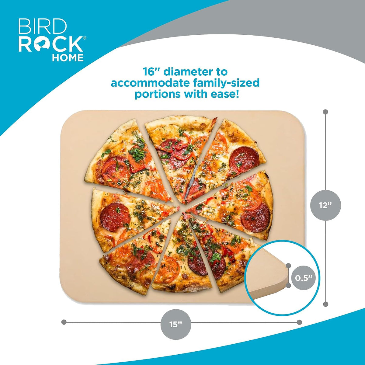BIRDROCK HOME Pizza Stone for Oven and Grill, 16”