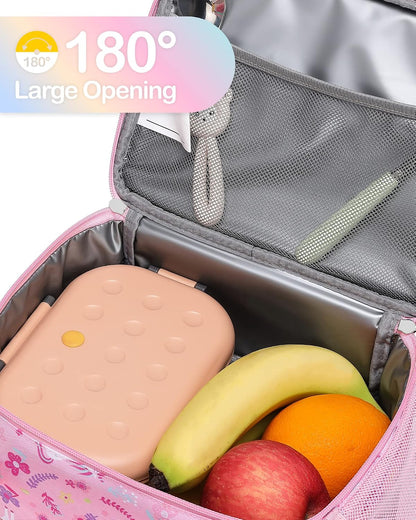 Bagseri Kids Lunch Bag Boys - Thermal Insulated Lunch Box Tote with Water Bottle Holder, Reusable Leak-Proof Kids Lunch Box for Daycare & School, Black Dinosaur (Containers Not Included)