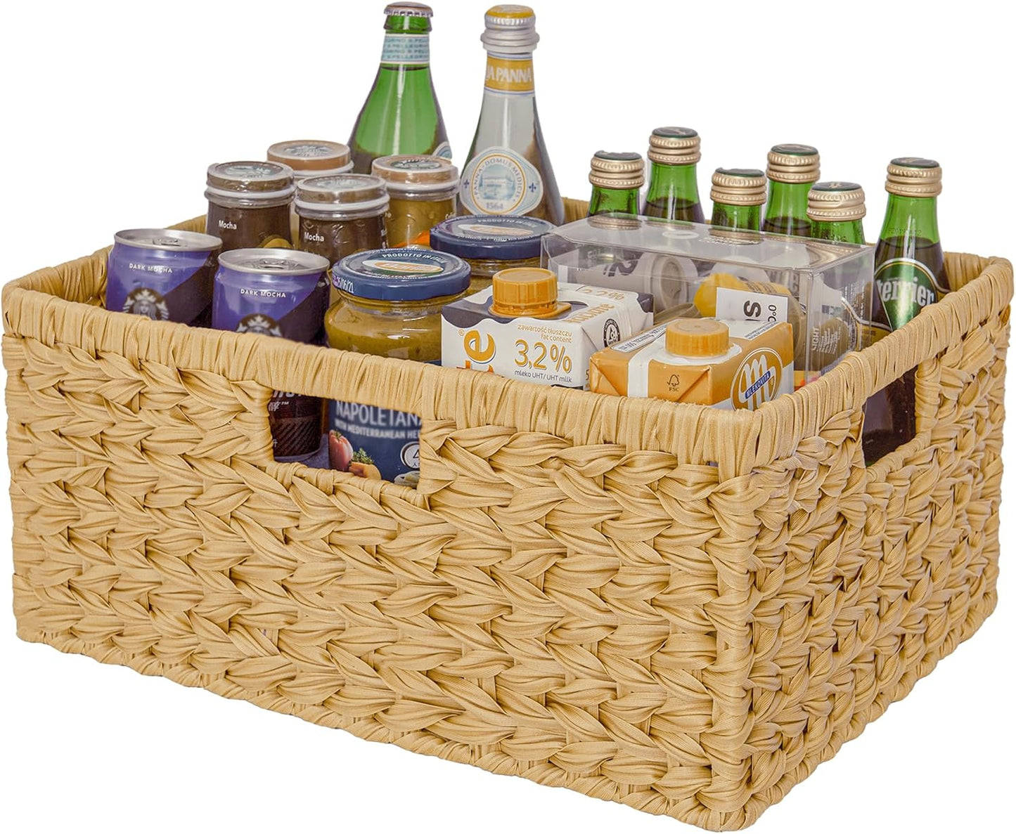 GRANNY SAYS Wicker Storage Baskets for Shelves, Water Hyacinth Basket with Scalloped Edge, Storage Wicker Baskets for Pantry, Large, 2-Pack