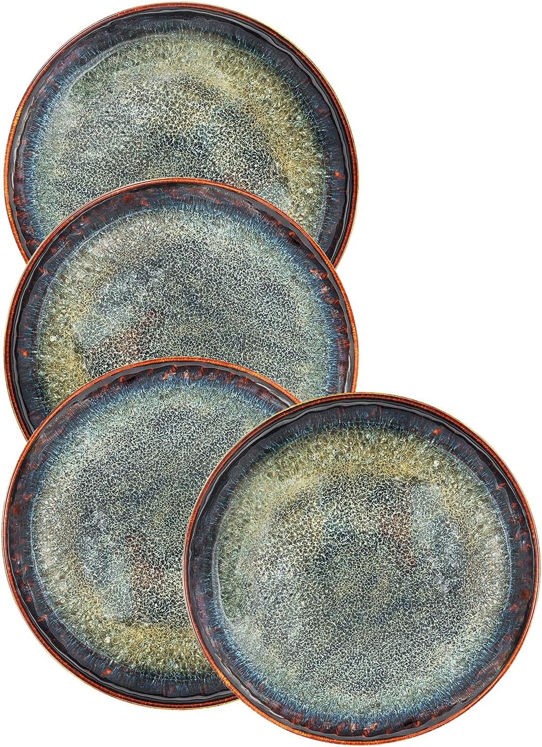 Porcelain Plate Set Large Serving Tray Set of 4, Reusable Serving Platters for Party Food, Cookie, Appetizer, Charcuterie, Snack, Dessert Display,Stackable Kitchen Dish 14.4 INCH