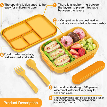 Amathley Lunch Box Kids,Bento Box Adult,Leakproof Lunch Containers for Adults/Kids/Toddler,1200ML-4 Compartments bento Lunch box with Utensil,Microwave & Dishwasher & Freezer Safe (Pink Berry)